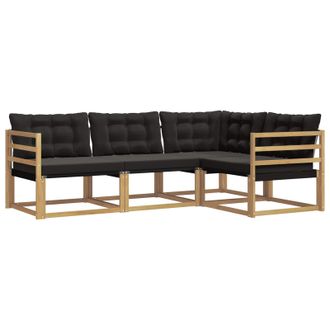 vidaXL Conjunto De Sof&aacute;s De Exterior Con Coj&iacute;n 4 Pcs Blanco Y Negro Vidaxl