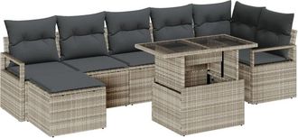 vidaXL Garden Sofa Set with Cushion 8 pcs Beige and light grey vidaXL