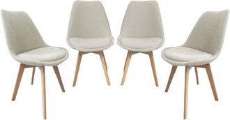 Sweeek Silla escandinava de madera de haya y borreguito texturizada, set de