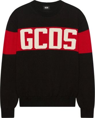 GCDS Gcds, Truien & Vesten, Heren, Zwart, XS, Wol, Band Logo Crewneck