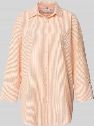 Tommy Hilfiger Relaxed Fit Bluse mit Baumwoll-Anteil aus Seersucker in Orange, Gr&ouml;&szlig;e XS