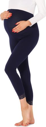 Be Mammy Womens Pregnancy Maternity 7/8 Leggings BE20-262(Navy Blue,XL)