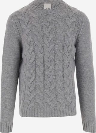 Allude Mens Cashmere Crew-Neck Sweater Grey