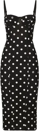 Dolce & Gabbana polka-dot corset midi dress - women - Elastane/Elastane/Nylon/Nylon - 46 - Black