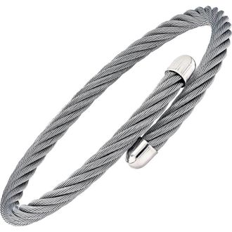 Link Up Adjustable Stainless Steel Cable Bracelet in Silver at Nordstrom