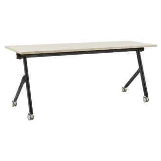 Beliani Beliani - Escritorio Rectangular Moderno Plegable Con Ruedas Mesa M&oacute;vil Port&aacute;til Estructura Met&aacute;lica 180 X 60 Cm Madera Clara Y Negro Bendi