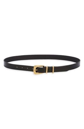 AllSaints Double Keeper Leather Belt in Black /Antique Brass at Nordstrom Rack, Size X-Small