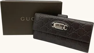 Gucci Dark Brown Leather Long Wallet (Bi-Fold) (Pre-Owned)