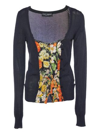 Dolce & Gabbana floral-print cardigan - Black