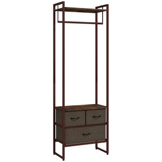 HOMCOM Perchero de ropa 58.5x30x178 cm marr&oacute;n r&uacute;stico