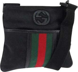 Gucci Pre-owned Cross Body Bags, female, Black, Size: ONE SIZE Pre-owned Nylon Cross Body Bag