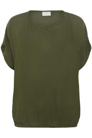 Kaffe Womens Blouse Short Batwing Sleeves Round Neck Elastic Hem Loose Fit Womens Blouse, Grape Leaf, 14