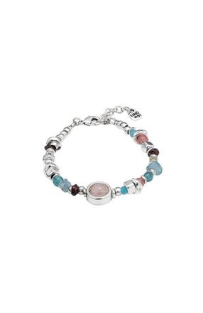 UNOde50 Textured Stone Crystal Bracelet in Silver at Nordstrom, Size Medium
