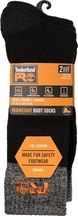 Timberland Centric Brands Mens 2-Pack Colorblock Boot Crew Socks, Black, Large