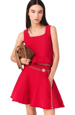 Maje Ruffled knit top in Red at Nordstrom, Size X-Small