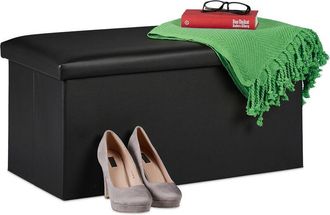 Relaxdays Relaxdays - Storage Bench, Artificial Leather, 84 l Capacity, h x w x d: approx. 37.5 x 76.5 x 38.5 cm, Black