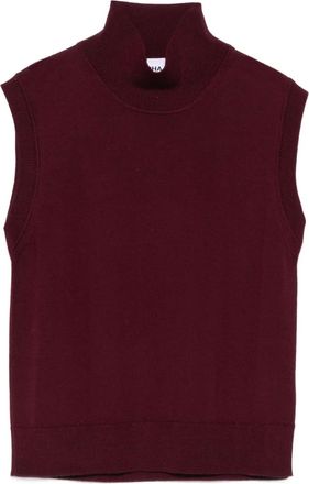 Alpha Studio Top smanicato a collo alto - Rosso