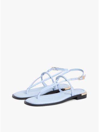 Tommy Hilfiger Womens Metallic Accent Leather Sandal - Breezy Blue - US 6.5 / EU 37