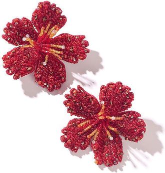 Deepa Gurnani Hibiscus Flower Clip-On Earrings