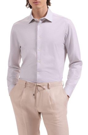 Bugatchi James OoohCotton Geo Print Button-Up Shirt in Cinnamon at Nordstrom, Size Xx-Large