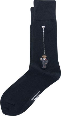 Polo Ralph Lauren Martini Bear Embroidered Dress Socks in Black at Nordstrom, Size 10-13