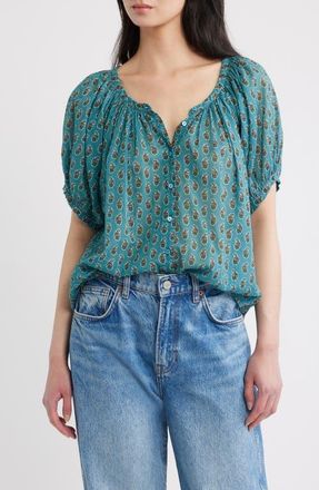 D&ocirc;en June Paisley Cotton Top in Alba Paisley at Nordstrom, Size Xx-Small