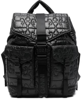 Ganni quilted buckle backpack - Black