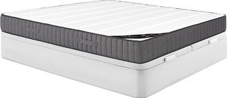 Vente-Unique Conjunto 180 x 200 cm canap&eacute; abatible blanco + colch&oacute;n h&iacute;brido de muelles ensacados con 7 zonas y espuma de alta resistencia de 26 cm de grosor - AUDA