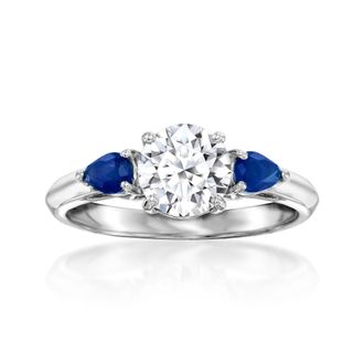 Ross-Simons Lab-Grown Diamond Ring With. Sapphires in 14kt White Gold