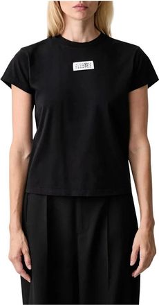 Maison Margiela Logo Patch T-shirt - Dames - Tops - Zwart - Maat: L Katoen