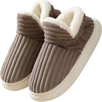 Generic Slippers Women Ladies Clouds Bootie Corduroy Warm with Cozy Memory Foam Winter Anti-Slip House Shoes Indoor And Outdoor Fleece Lining Fluffy Boots The