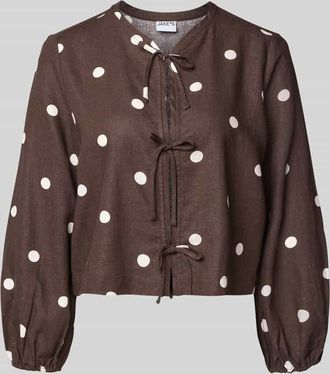 Jake*s Casual Regular Fit Bluse mit Zierschleifen in Dunkelbraun, Gr&ouml;&szlig;e 34