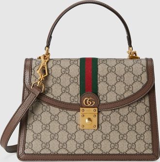 Gucci Ophidia Medium Top Handle Bag, Beige, GG Canvas