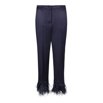 Incotex Cropped broeken - Dames - Vrijetijds broeken - Blauw - S - Leer - Broeken