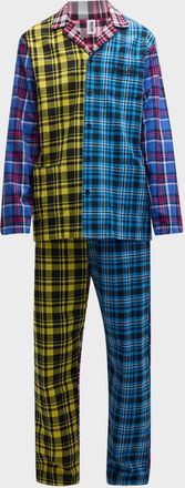 Moschino Mens Mixed-Plaid Pajama Set