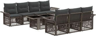 vidaXL Conjunto De Sof&aacute;s De Jard&iacute;n 8 Uds. Gris Y Gris Oscuro Vidaxl