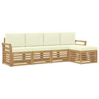 vidaXL Conjunto De Sof&aacute;s De Exterior 5 Pcs Blanco Y Crema Vidaxl