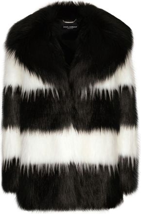 Dolce & Gabbana striped faux-fur coat - women - Silk/Polyester/Silk/Acrylic/Wool - 40 - Black