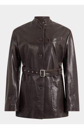Bally Belted Jacket in Leather in Brown at Nordstrom, Size 42 Eu