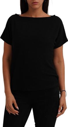 Cyrus Textured Boat Neck Top in Black at Nordstrom Rack, Size X-Large