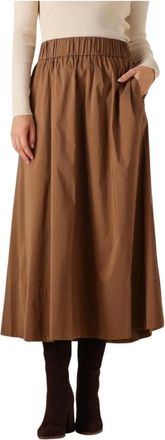 Notre-V Rokken, Dames, Bruin, L, Katoen, Bruine Maxi Rok voor Herfst/Winter