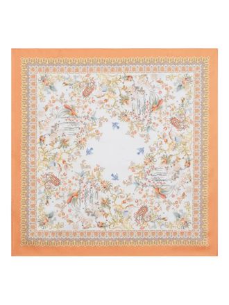 Etro flora-fauna motif silk scarf - Bianco