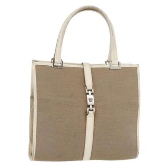 Gucci Pre-owned Handbags, female, Beige, Size: ONE SIZE Pre-owned Vintage Canvas Hand Bag