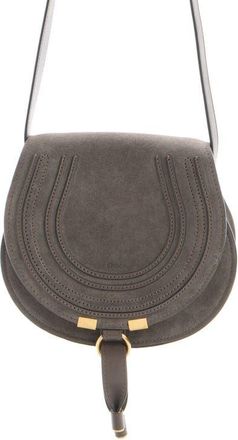 Chlo&eacute; Marcie Suede Crossbody Bag in Nickel Grey at Nordstrom