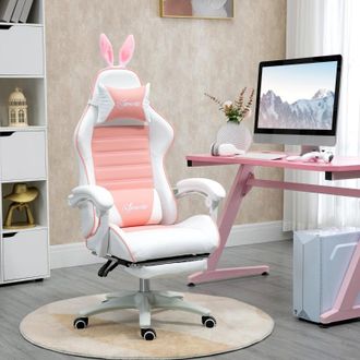 STILVORA Silla De Oficina Sill&oacute;n Gaming Ergon&oacute;mico, Respaldo Inclinable, Soporte Lumbar, Dise&ntilde;o Orejas De Conejo, Rosa