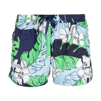 Moschino Beachwear, male, Blue, Size: 2XL Light Blue Floral Print Beachwear for Men