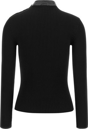 Courr&egrave;ges Vinyl Collar Ribbed Sweater - Black