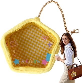 Generic Clear Bag Keychain - Keychaiin Pouch | Compact Clearr Figure Display For Doll | Star Element Protective Case Keychains, Mini Transparent Purse