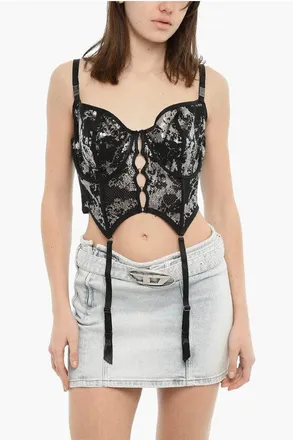 Diesel FENTY X RIHANNA Corset Top C-FISHNET Perforated Metallic Eff size 2X
