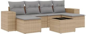 vidaXL Vidaxl - Set Sof&aacute;s De Jard&iacute;n 7 Piezas Y Cojines Rat&aacute;n Sint&eacute;tico Beige